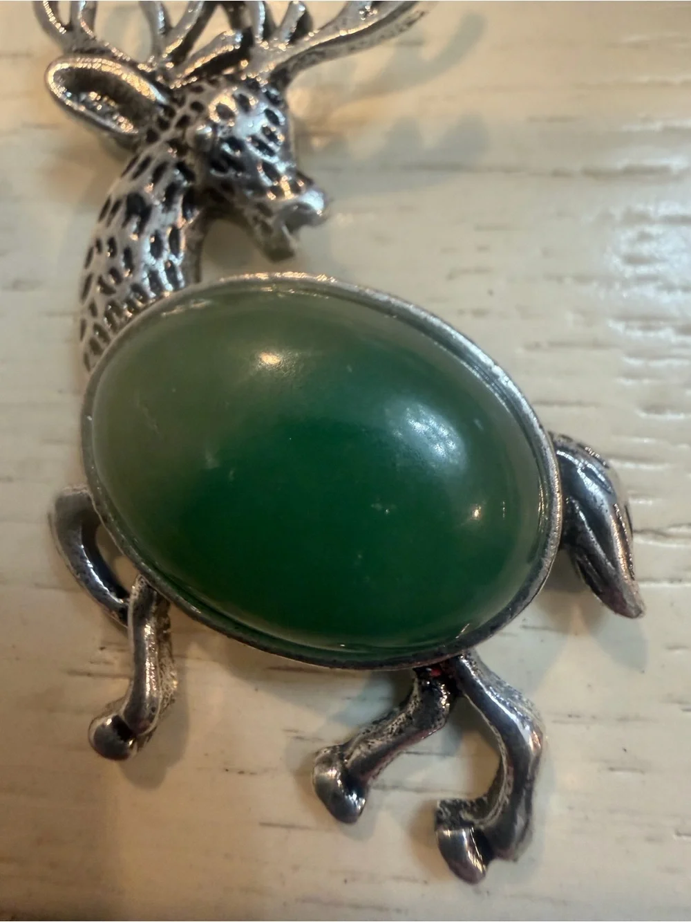 RARE Vintage Silver Tone Jelly Belly Deer Brooch